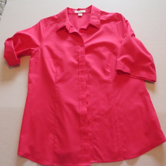 🔥HP🔥Coldwater Creek Pinkish Red Shirt, Button Down, Roll-Tab Sleeves, Sz M (… - Picture 4 of 9